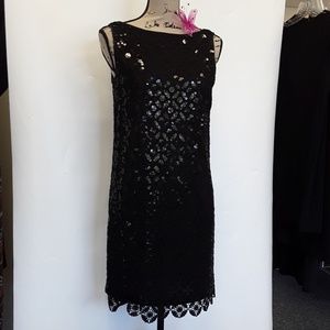 Black lace sequined dress Sz 8         0966P6